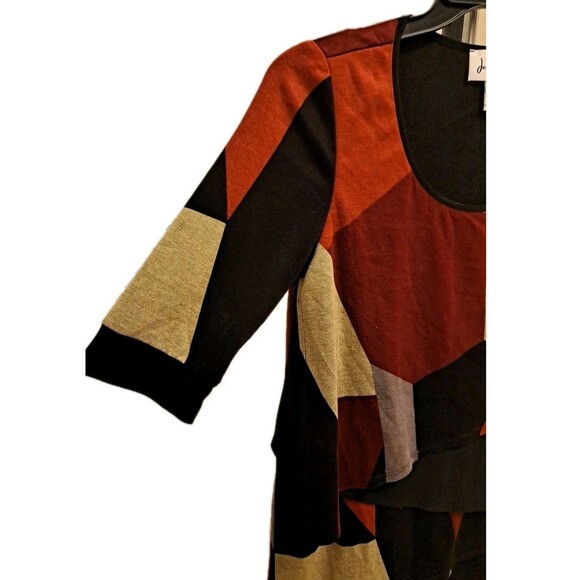 Joseph Ribkoff Geometric Knit Tunic Top Women's Sz 10 Asymmetrical Artsy Retro - Picture 2 of 9